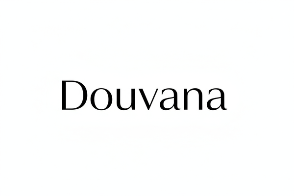 Simple logo modern black and white that says Douvana